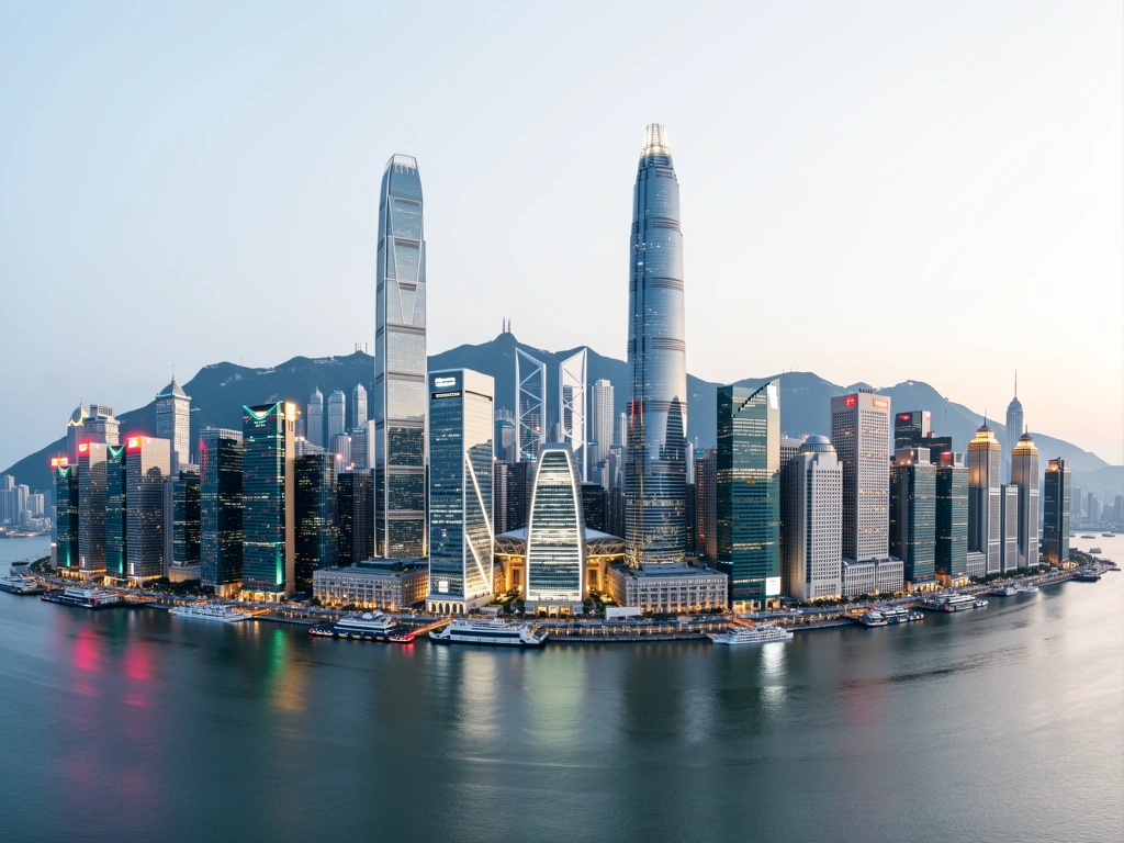 Asian financial district at dusk