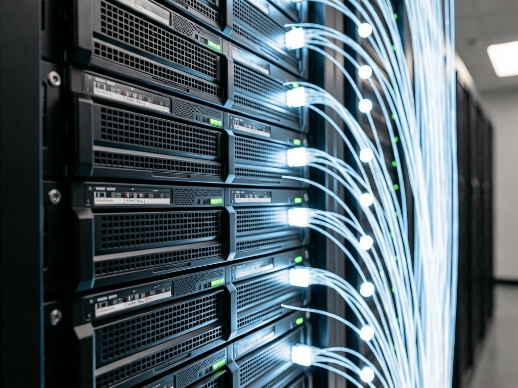 High-speed server hardware with fiber optic connections